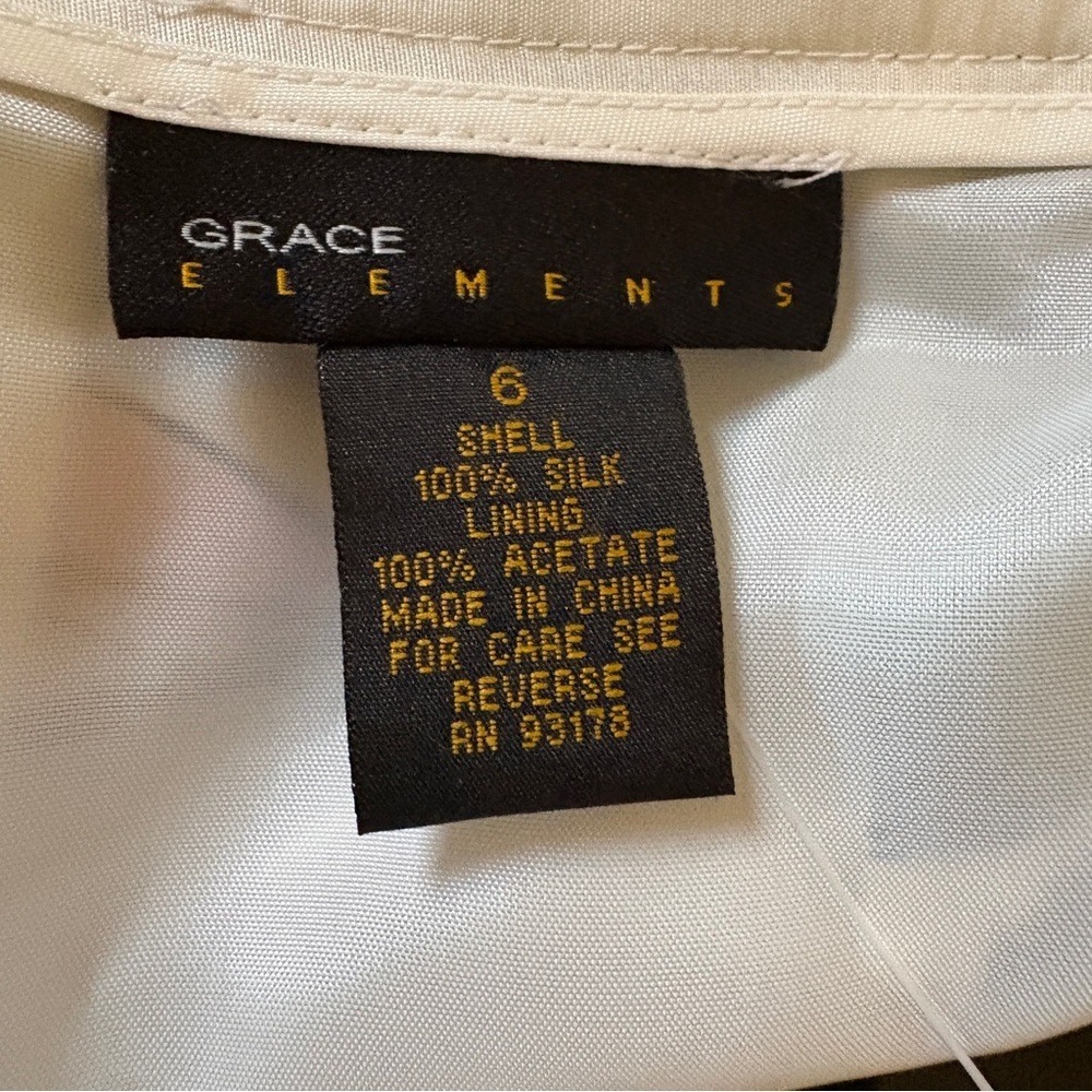 Grace Elements 100% Silk Floral Pleated A-Line Skirt Ivory Pink Black Size 6 - Picture 4 of 4